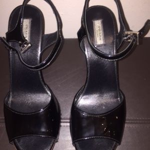 Prada patent leather sandals wedge